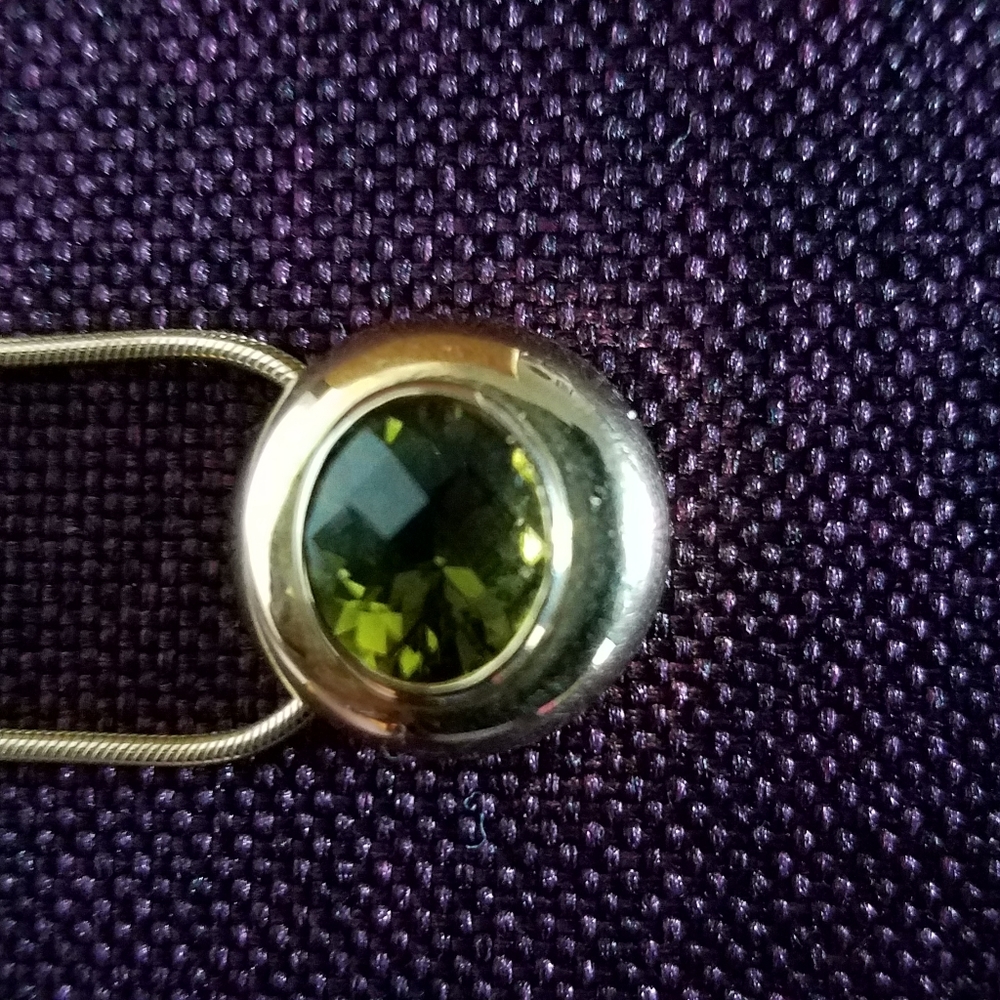 14K Gold Necklace with 3 ct Green Tourmaline